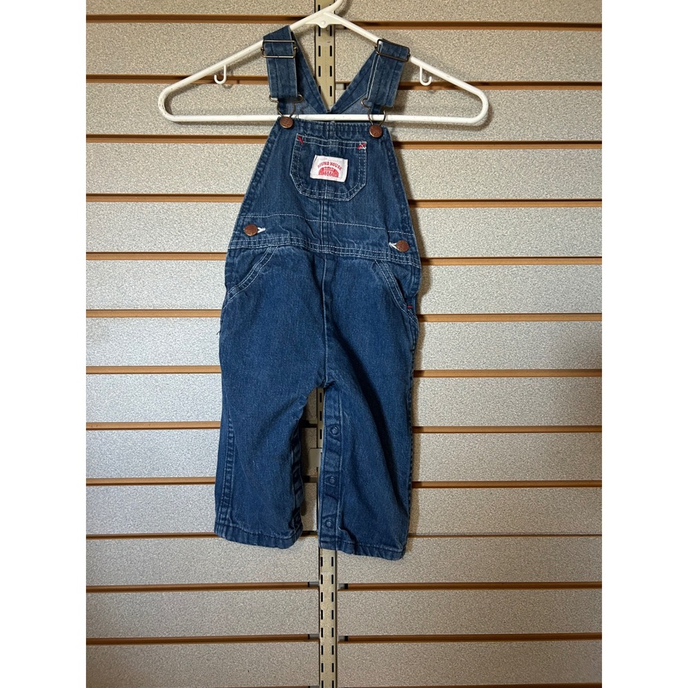 Round House Kids Blue Denim Bib Overalls Made in USA Size 24M Vintage Style